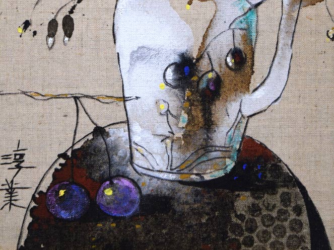 張淳業(チャン スンオップ)「花」油絵・F4号 拡大画像2