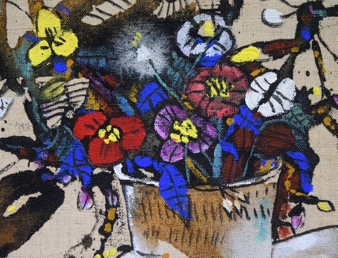 張淳業(チャン スンオップ)「花」油絵・F4号 拡大画像3