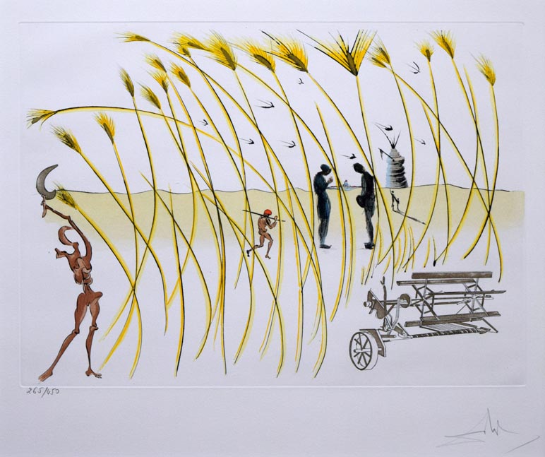 サルバドール ダリ(Salvador DALI)「刈入れ機」銅版画 作品全体拡大画像