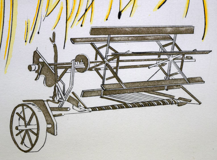 サルバドール ダリ(Salvador DALI)「刈入れ機」銅版画 拡大部分3