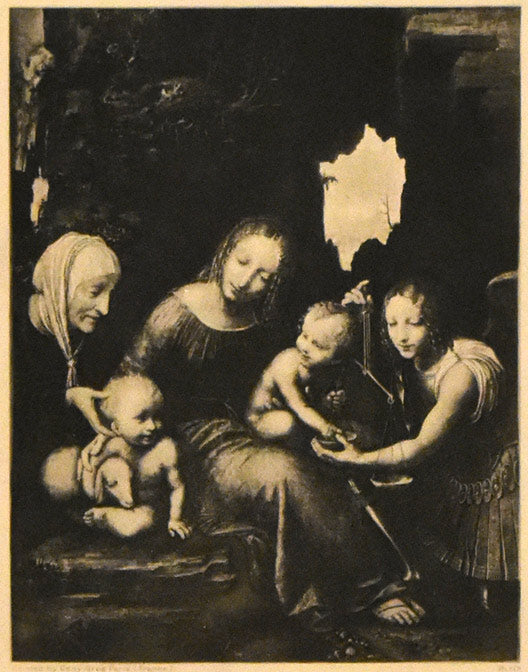 ダ・ヴィンチ「乙女と天秤」モノクロ銅版画 作品全体拡大像