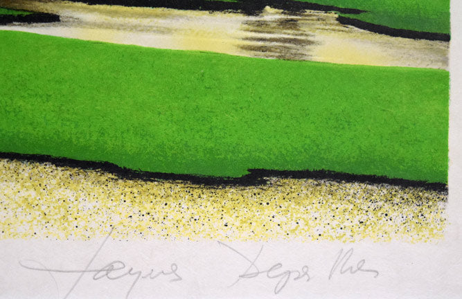 デペルト「樫の木のあるグリーン」リトグラフ　本人直筆鉛筆サイン拡大画像