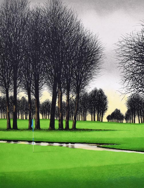 ジャック・デペルト(Jacques DEPERTHES)「樫の木のあるグリーン」リトグラフ 拡大画像1