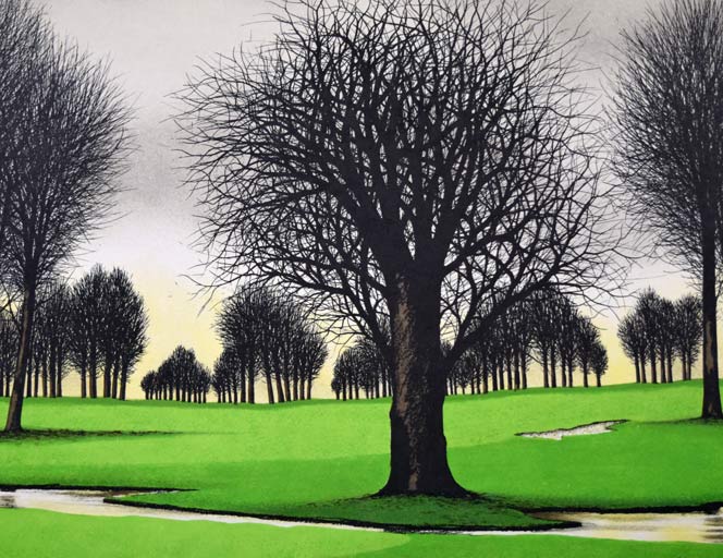 ジャック・デペルト(Jacques DEPERTHES)「樫の木のあるグリーン」リトグラフ 拡大画像4