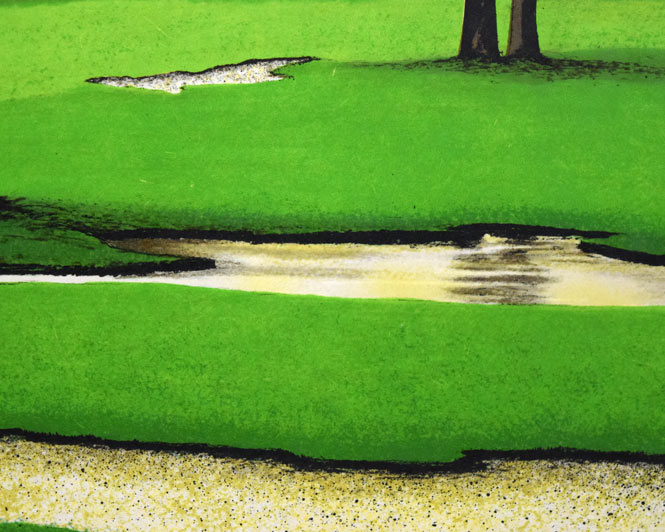 ジャック・デペルト(Jacques DEPERTHES)「樫の木のあるグリーン」リトグラフ 拡大画像5