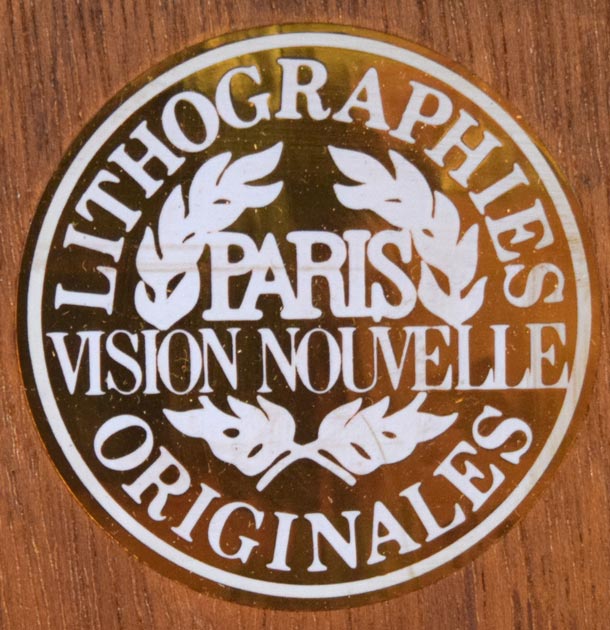 ジャック・デペルト(Jacques DEPERTHES)「樫の木のあるグリーン」リトグラフ 額裏シール拡大画像1