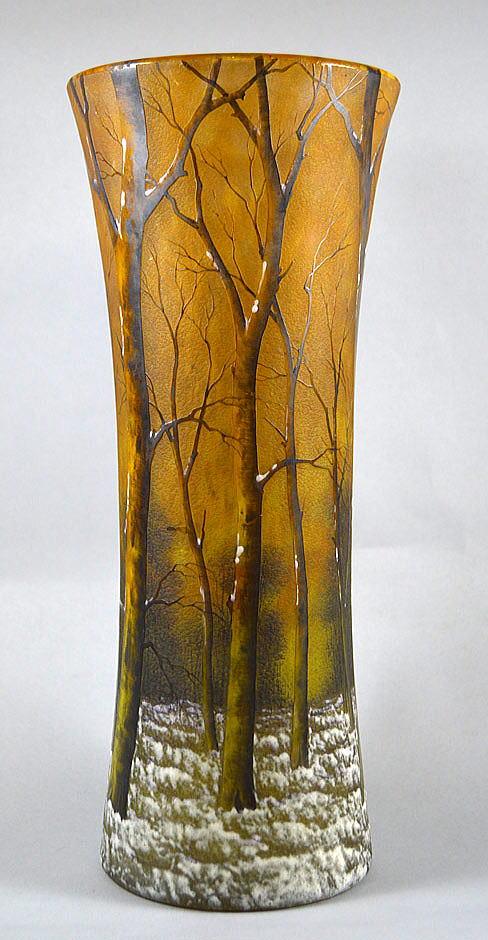 ドーム作「雪景色文花瓶」ガラス・高さ約30cm 2