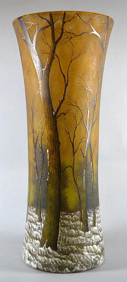 ドーム作「雪景色文花瓶」ガラス・高さ約30cm 3