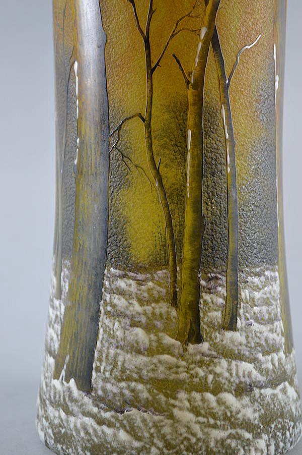 ドーム作「雪景色文花瓶」ガラス・高さ約30cm 拡大部分