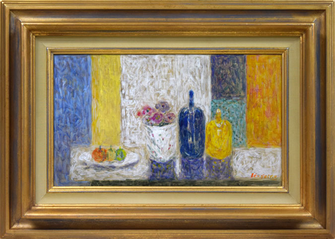 蛯子善悦「アネモネの花と静物」油絵・仏M8号