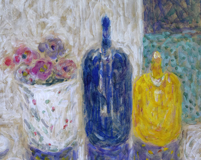 蛯子善悦「アネモネの花と静物」油絵・仏M8号 拡大画像3