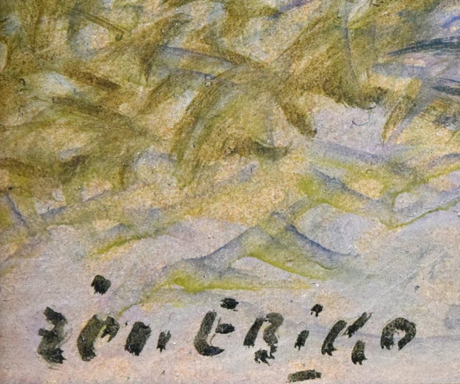 蛯子善悦「ボートのある池」油絵・F6号 サイン拡大画像