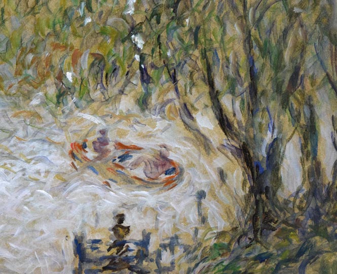 蛯子善悦「ボートのある池」油絵・F6号 拡大画像2