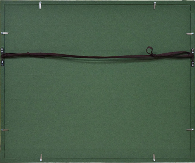 蛯子善悦「ボートのある池」油絵・F6号 額縁裏側画像