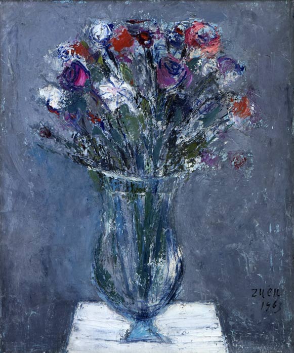 蛯子善悦「花」油絵・F8号 作品全体拡大画像