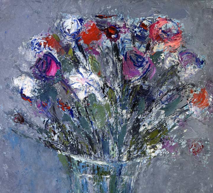 蛯子善悦「花」油絵・F8号 拡大画像1