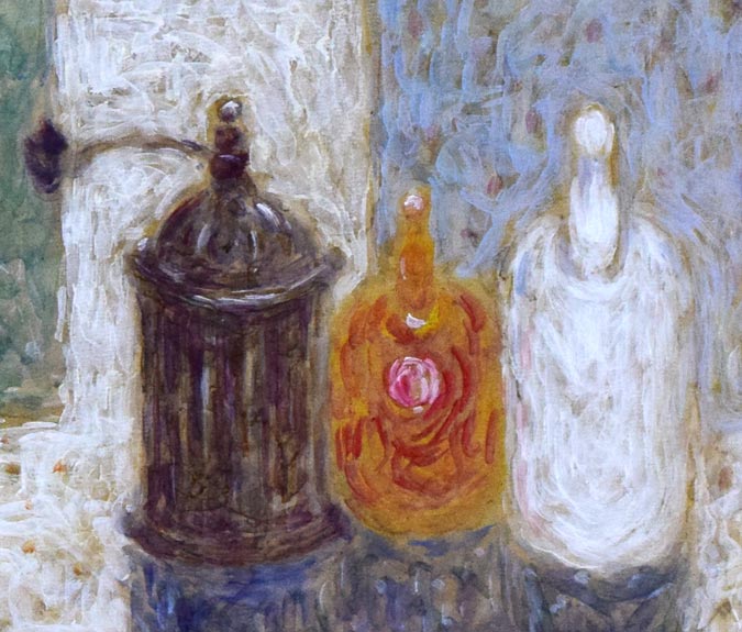 蛯子善悦「コーヒー挽きのある静物」油絵・P8号 拡大画像1