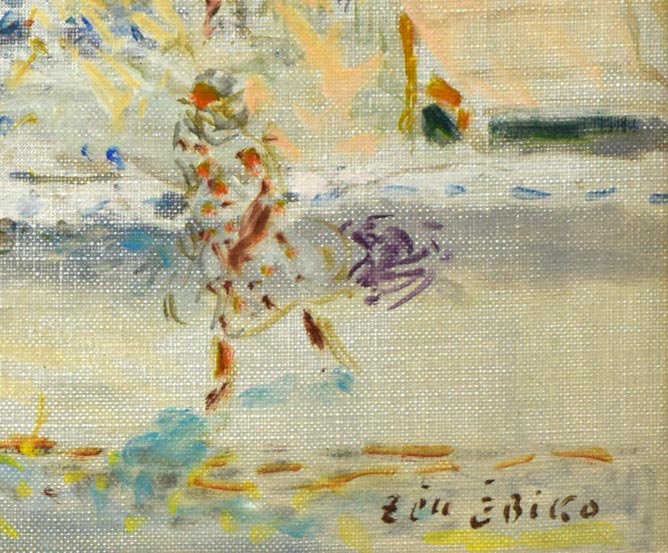 蛯子善悦「コリウールの海辺(フランス)」油絵・S6号 拡大画像3