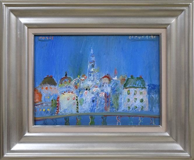 蛯子善悦「ベェランダからの眺め」油絵・F4号