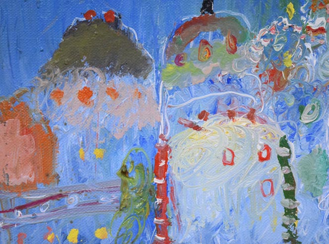 蛯子善悦「ベェランダからの眺め(パリ)」油絵・F4号 拡大画像2