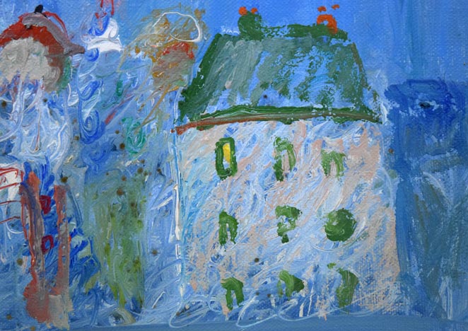 蛯子善悦「ベェランダからの眺め(パリ)」油絵・F4号 拡大画像3