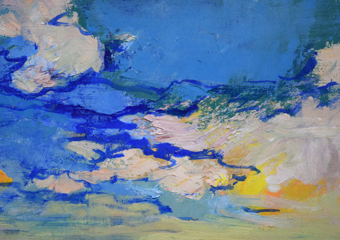 遠藤ミマン「牛のいる風景」油絵・F10号 拡大画像1