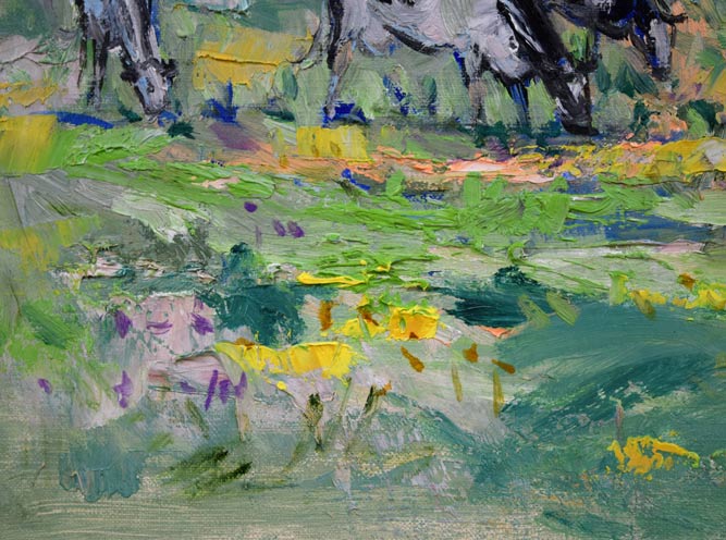 遠藤ミマン「牛のいる風景」油絵・F10号 拡大画像4