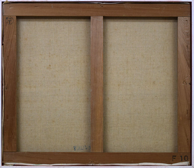 遠藤ミマン「牛のいる風景」油絵・F10号 キャンバス裏側画像