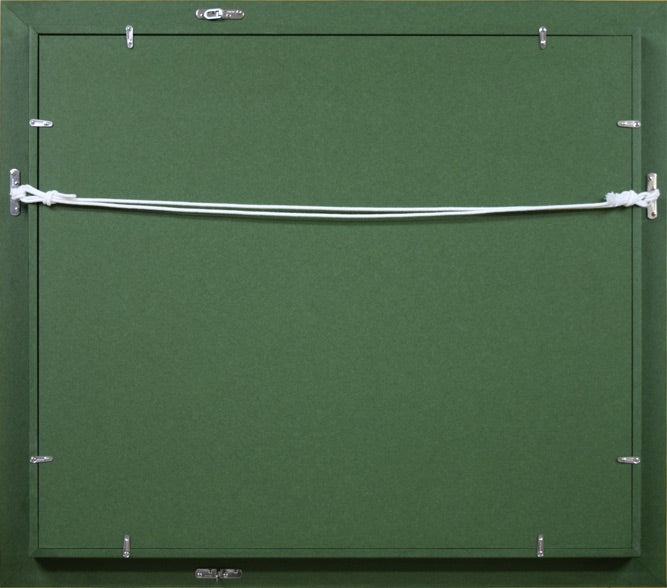 遠藤ミマン「牛のいる風景」油絵・F10号 額縁裏側画像