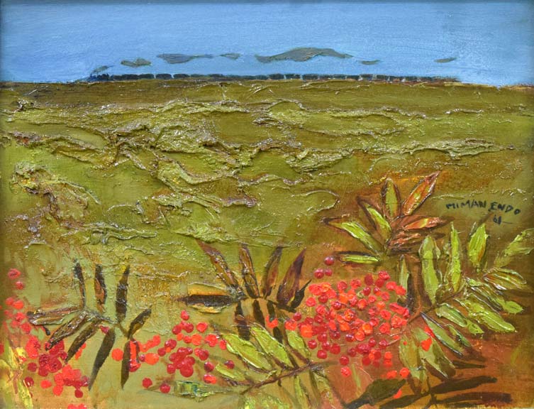 遠藤ミマン「ななかまど」油絵・F6号 作品全体拡大画像