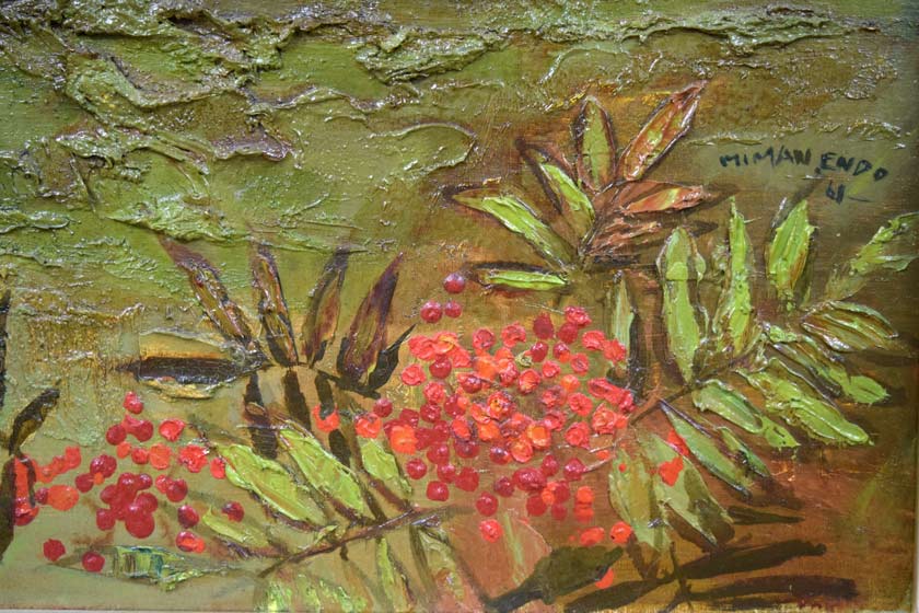 遠藤ミマン「ななかまど」油絵・F6号 拡大部分2