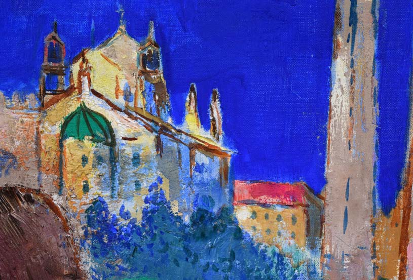 遠藤ミマン「城と女性」油絵・F10号 拡大部分2