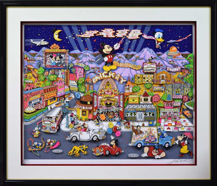 チャールズ ファジーノ(Charles FAZZINO)「MICKEY WOOD」3Dシルクスクリーン版画