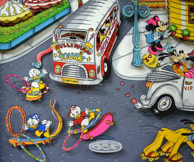 チャールズ ファジーノ(Charles FAZZINO)「MICKEY WOOD」3Dシルクスクリーン版画 拡大画像5