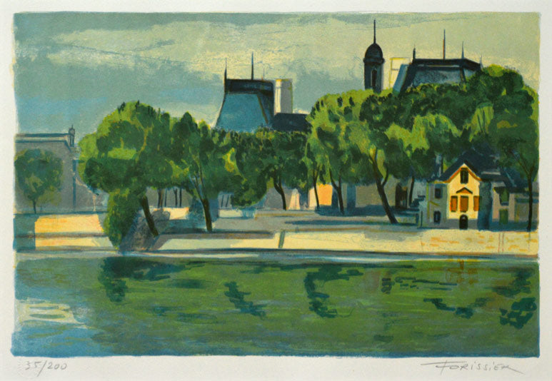 ロジェ・フォリシエ「セーヌ河」リトグラフ 拡大部分