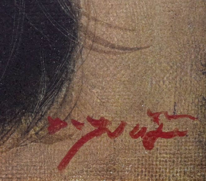藤井勉「春のいざない」油絵・F6号　サイン拡大画像