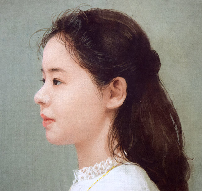 藤井勉「想う頃」油絵・F5号 拡大画像1