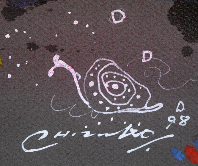 藤野千鶴子「宙(そら)」水彩画 サイン・年記(1998年作)拡大画像