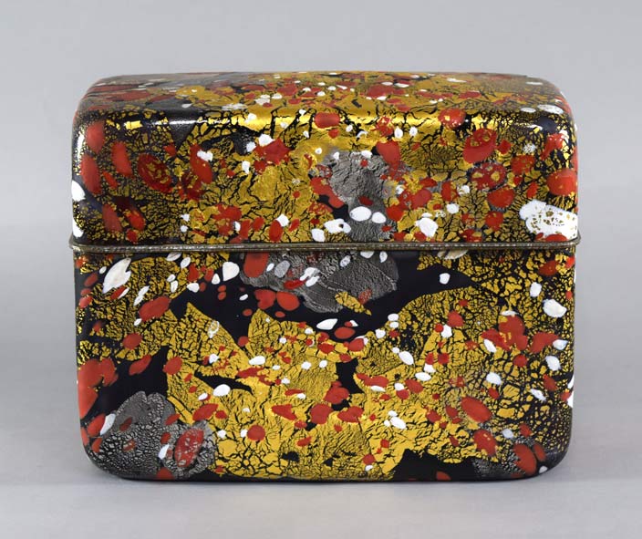 藤田喬平「手吹飾筥 紅白梅」ガラス 画像1