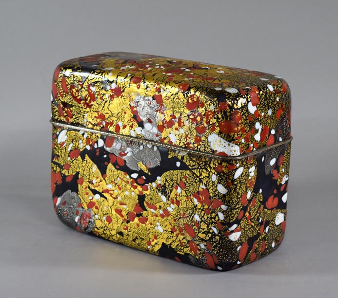 藤田喬平「手吹飾筥 紅白梅」ガラス