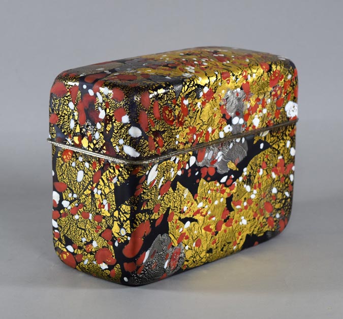 藤田喬平「手吹飾筥 紅白梅」ガラス 画像2