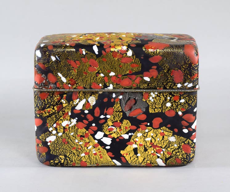 藤田喬平「手吹飾筥 紅白梅」ガラス 画像3