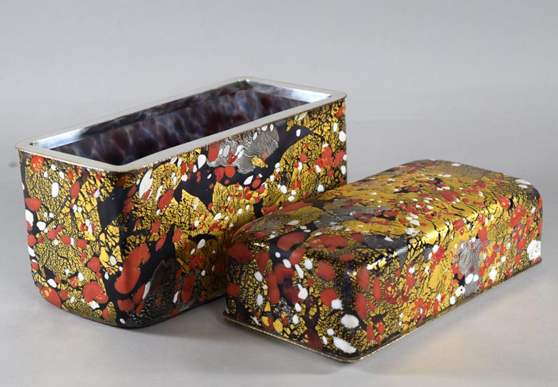 藤田喬平「手吹飾筥 紅白梅」ガラス 画像6