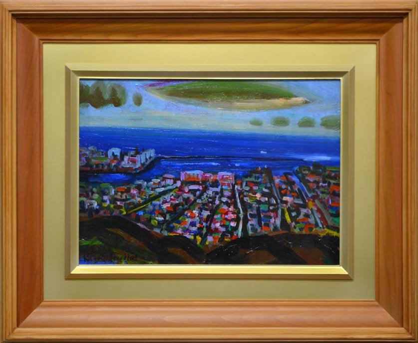 藤田謹三「小樽展望(旭台より)」油絵・F4号