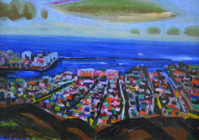 藤田謹三「小樽展望(旭台より)」油絵・F4号 拡大部分