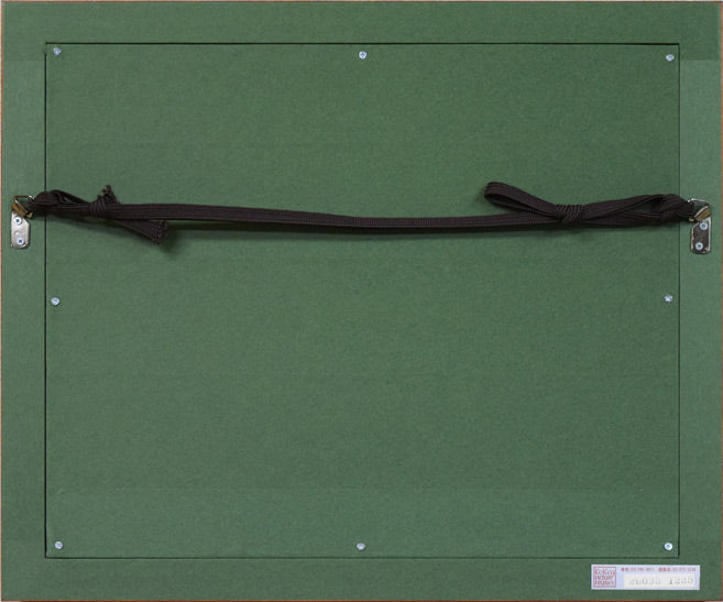 福井良之助「冬の部落」油絵・SM 額縁裏側画像