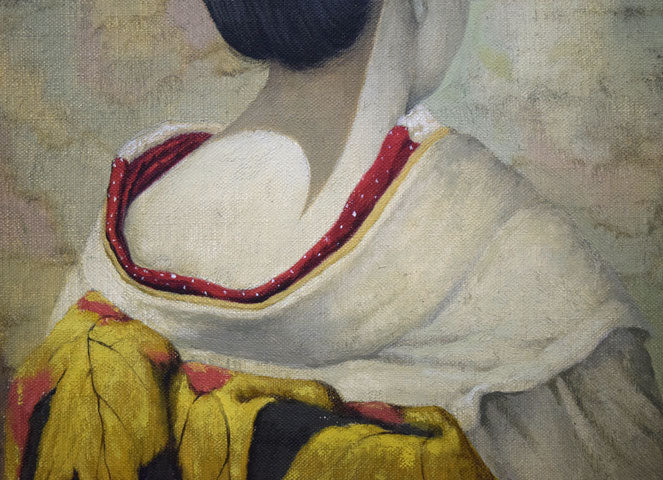 福井良之助「想(舞妓)」油絵・F2号 拡大画像2