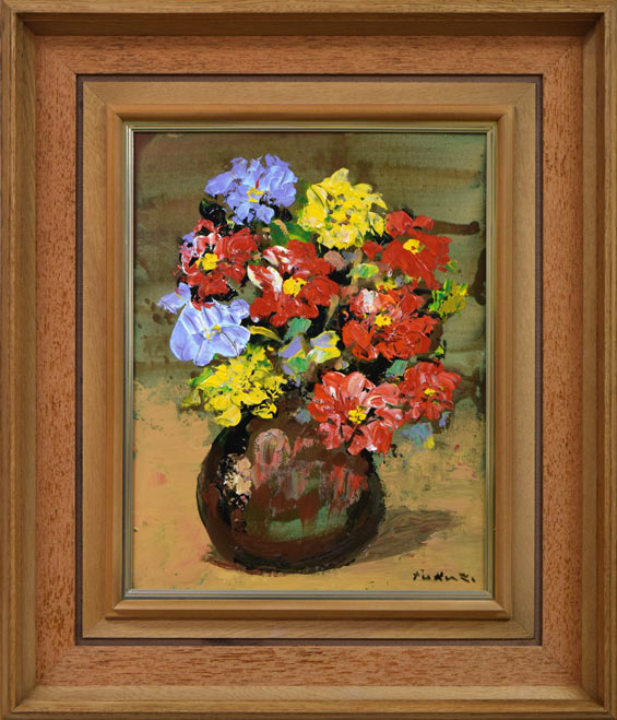 福沢一郎「花」油絵・F6号