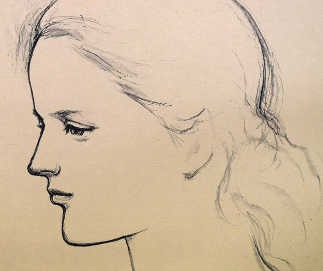 舟越保武「若い女A」リトグラフ 拡大画像2