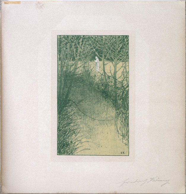 フリードリヒ・ケーニヒ「庭（春）」リトグラフ・1898年作　作品シート全体画像